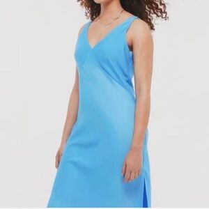 A New Day Blue Satin Midi Dress